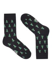 Black men's Christmas socks SKAMT-0209-99(Z26), product view from the front on a white background.