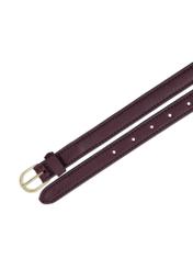 Burgundy women's leather belt PASDS-0344-4D(Z26), top product view on white background.