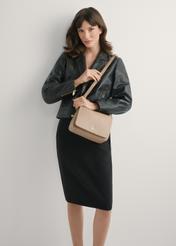 Beige leather women's handbag TORES-0911F-1B(W26)