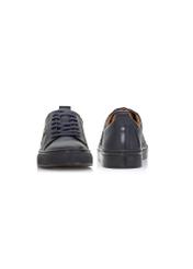 Navy blue men's leather shoes BUTYM-0430A-7E(W26), front and back product view on white background.