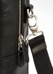Roomy men's bag made of black leather TORMS-0471-99(Z25), close-up of the product detail on a white background.