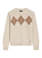 Men's woolen sweater with diamond pattern SWEMT-0216-1A(Z26), front product view on white background.