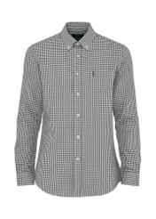 Green men's fine check shirt KOSMT-0277-55(W24)-04