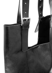Black women's shopper bag TOREC-1086-99(Z25), close-up of the product detail on a white background.