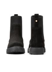 Women's black suede Chelsea boots BUTYD-1194-99(Z25), front and back product view on white background.