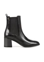 Women's black leather high heel boots BUTYD-1185-99(Z25), side view of the product on a white background.