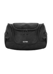 Black cosmetic bag AW-018-0003-99(W26), front product view on white background.