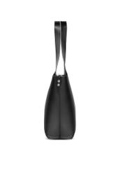 Black large leather shopper bag TORES-1140-99(Z25), side product view on white background.