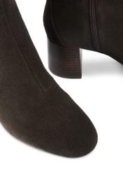 Brown suede high-heeled ankle boots BUTYD-1218-1I(Z26), close-up of product detail, view on white background.