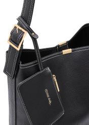 Black women's shoulder bag TOREC-1062-99(Z25), close-up of the product detail on a white background.