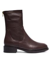 Dark brown leather women's ankle boots BUTYD-1296-1I(Z26), side view of the product on a white background.