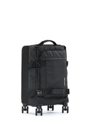Small suitcase on wheels WALNY-0043-99-19(W25) in black with the logo, diagonal view, on a white background.