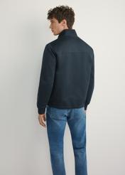 Men's navy blue transitional jacket KURMT-0404-7D(W26), product view from the back on the model. Half of the silhouette visible.