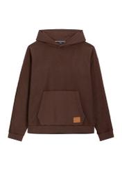 Men's dark brown cotton hoodie BLZMT-0086-1I(Z26), front product view on white background.