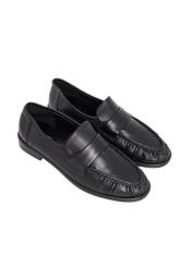 Women's black leather moccasins BUTYD-1328-99(Z26), diagonal product view on a white background.