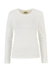 Cream ribbed women's longsleeve blouse LSLDT-0043-12(W24)-03