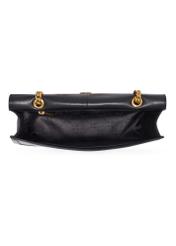 Leather black women's handbag with a decorative element TORES-1394-99(Z26) - product view from above, on a white background.