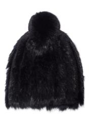 Black women's fur hat CZADF-0034-99(Z26), front view on a white background.