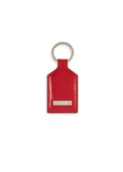 Red leather keychain with heart BRELOK-0219-42(Z25), product view from the back on a white background.