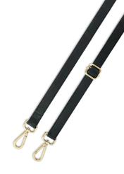 Black leather women's handbag TORES-1156-99(Z25), close-up of the product's detachable strap, view on a white background.