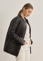 Women's black quilted jacket KURDT-0428-99(W24)-03