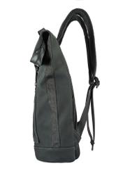 Black men's backpack PLCMN-0016-99(Z25), product view from the side on a white background.