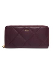 Burgundy quilted leather women's wallet PORES-1009-4D(Z26), front product view on white background.