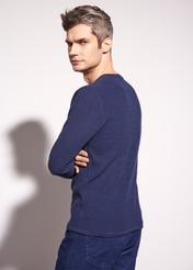 Navy blue men's basic sweater SWEMT-0128-69(W24)-02