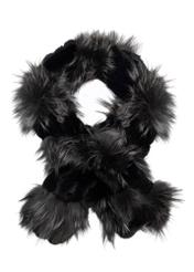 Black women's fur scarf SZADF-0025-9J(Z26) - product view from above, on a white background.