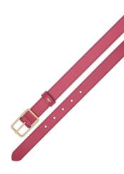 Women's fuchsia leather belt PASDS-0307-5E(W26), top view of the product on a white background.
