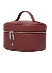 Red round women's cosmetic bag TOREC-0919-4C(Z26), diagonal product view on white background.