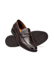 Men's brown leather moccasins BUTYM-0482-1I(W26), diagonal product view on white background.