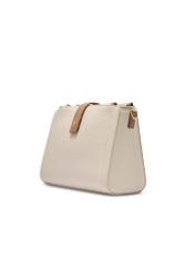 Cream leather shoulder bag TORES-1275-0B(W26), diagonal product view on white background.