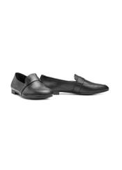 Women's leather black moccasins BUTYD-1074A-99(W26), diagonal product view on a white background.