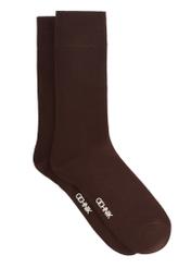 Brown men's long socks SKAMT-0203-1I(W26), side product view on white background.