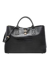 Black large croco bag TOREC-1332-9G(Z26) - front product view, on white background.