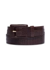 Brown women's belt with animal motif PASDS-0355-1I(Z26) - front product view, on white background.