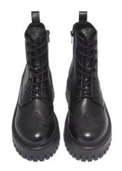 Women's leather ankle boots in black BUTYD-1289-99(Z26), front product view on white background.