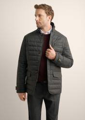 Gray men's jacket with natural insulation KURMT-0424-9C(Z26), front product view on model. Half silhouette visible.