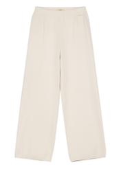 Beige wide leg women's trousers SPODT-0121-1A(W26) - front product view, on white background.