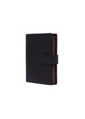Black men's leather wallet PORMS-0720-99(Z26), diagonal product view on white background.