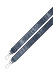 Small navy blue leather croco handbag TORES-1231-7D(W26), view of the product strap on a white background.