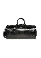 Black leather men's travel bag TORMS-0481-99(Z25), product view from the front on a white background.