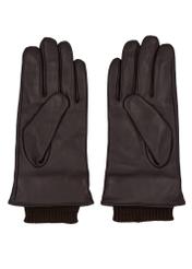 Brown men's leather gloves REKMS-0023-1I(Z26), product view from the back on a white background.