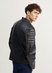 Men's leather jacket with stand-up collar KURMS-0284-1279(W23)-03