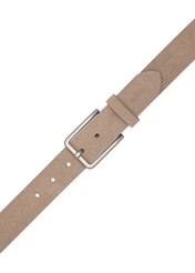 Men's beige suede belt PASMS-0275-1K(W26) - product view from above, on a white background.