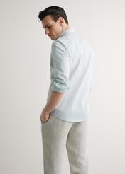 Men's sage check cotton shirt KOSMT-0277-8F(W26), back view of the product on the model. Half of the silhouette visible.