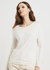 Kremowa bluzka damska longsleeve LSLDT-0024-12(W22)-01