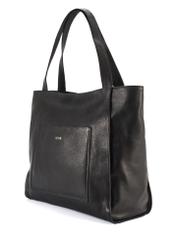 Black leather women's handbag TORES-1144-99(Z25) - diagonal view of the product on a white background.