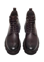 Men's dark brown leather Chelsea boots BUTYM-0558-1I(Z26), front product view on white background.